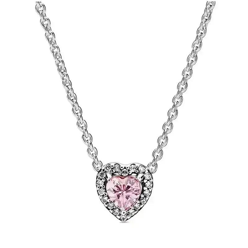 925 sterling silver heart-shaped ring necklace earrings sparkling luxury crystal women's jewelry set holiday surprise gift