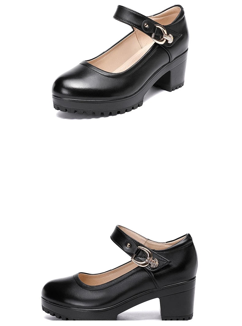 Small Big Size 32-43 Block Heel Platform Shoes 2026 Fall Spring Med Heels Pumps Ladies Wedding Work Shoes for Office
