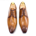 Classic Business Shoes Men Oxford Derby Genuine Leather Pointed Toe Fashion Lace Up High Quality Office Wedding Formal Shoe Male