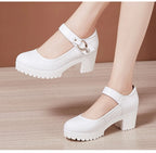 Small Big Size 32-43 Block Heel Platform Shoes 2026 Fall Spring Med Heels Pumps Ladies Wedding Work Shoes for Office
