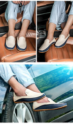 Summer Men Casual Flats Fashion Genuine Leather Soft Moccasins Brand Loafers High Quality Breathable Men Dress Shoes Size 36-47