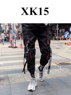 Y2K Joggers Cargo Pants For Men Casual Hip Hop Pocket Male Trousers Sweatpants Street Ribbons Techwear White Pant Pantalon Homme