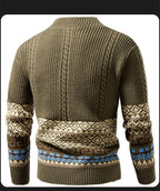 Men's Cable Knit Fair Isle Geometric Striped Cardigan V Neck Button Front Pocket Long Sleeve Sweater Autumn Winter Casual