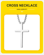 Vnox Cross Necklace for Men Women, Silver Color Plain Alloy Metal Cross Pendant Collar with Stainless Steel Box Chain