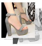 New Fashion Simple Comfort Women Platform High Heels Sandals Summer Peep Toe Party Wedding Pumps Buckle Slimming Shoes