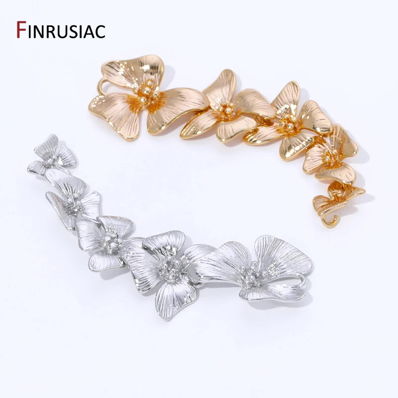 14K Gold Plated Brass Flower Tassel Pendant For Earrings Accessories,Flower Charms Pendant For DIY Jewelry Making Supplies