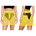 Transparent Pvc Disco Jazz Dance Bodycon Skirt for Women High Waist Pencil Miniskirt with Pockets See Through Cover Up Clubwear