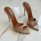 12CM European and American Fashion Sexy Pointed Thin High-Heeled White Sandals with Flared Thin Heels Women's Shoes in Large Siz