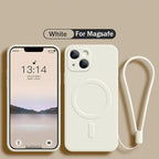 For Magsafe Magnetic Wireless Charge Case for IPhone 15 16 14 13 12 11 Pro Max Mini XR XS Plus Soft Liquid Silicone Strap Cover