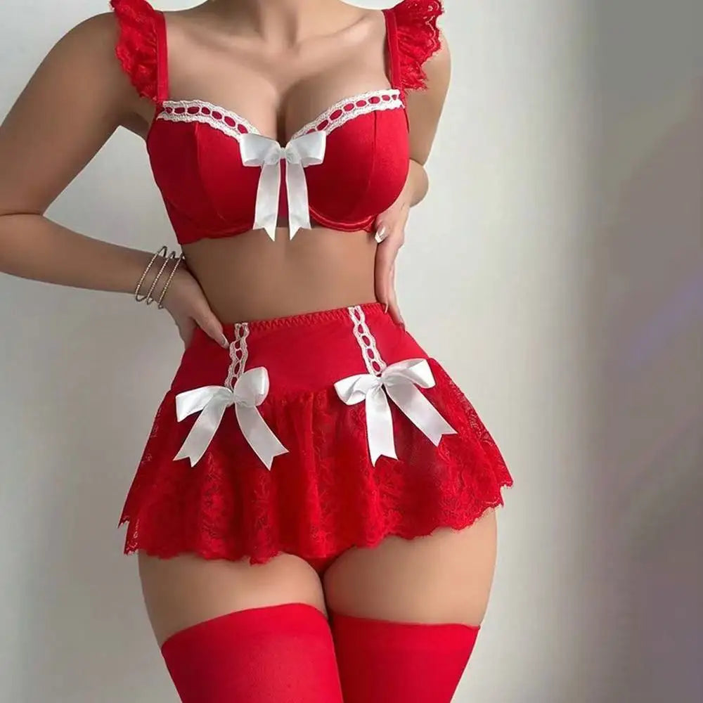 Sexy Lingerie Seamless Underwear Fancy Women Erotic Outfit Open Sexy Bra Set Fantasy Mini Skirt Bra Set Cosplay Costumes Women