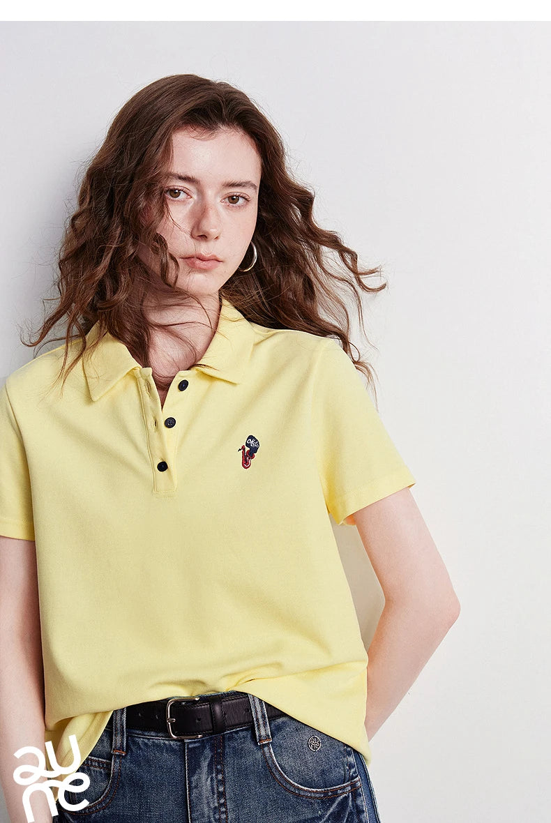 TOYOUTH Women Polo Shirt 2026 Summer New Breathable Short Sleeve Versatile Pullover Tops
