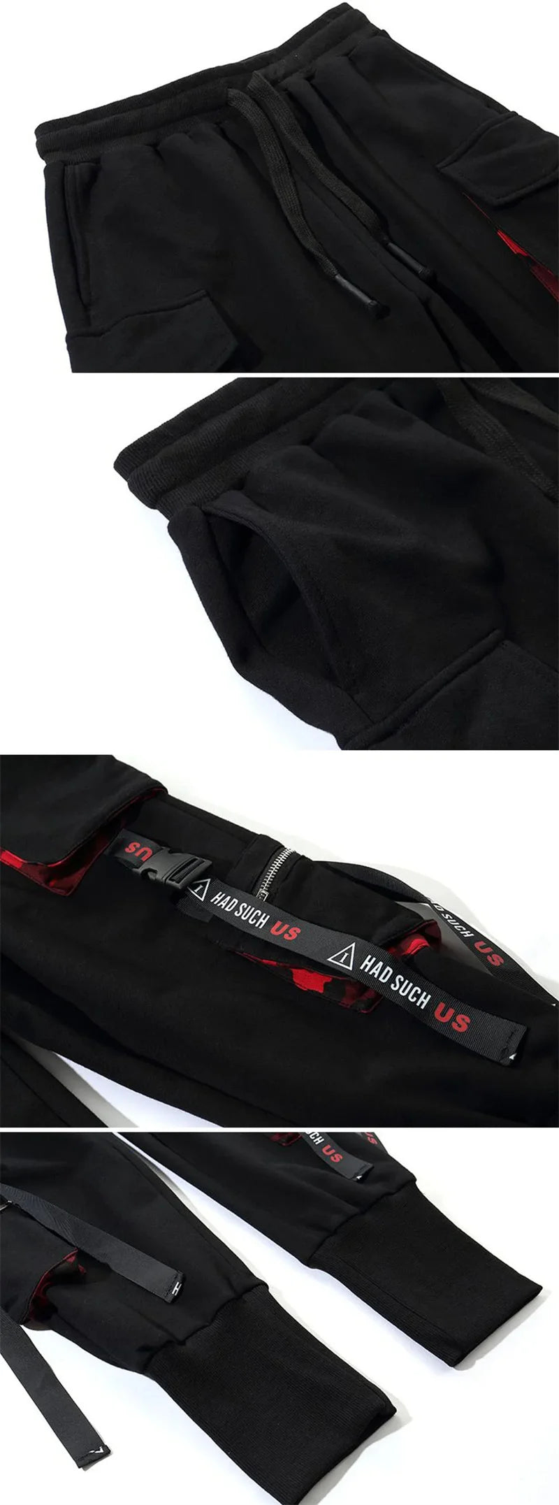 Y2K Joggers Cargo Pants For Men Casual Hip Hop Pocket Male Trousers Sweatpants Street Ribbons Techwear White Pant Pantalon Homme