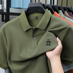 100% pure cotton summer new men's short sleeved polo shirt design high-end brand penguin embroidery business comfortable T-shirt