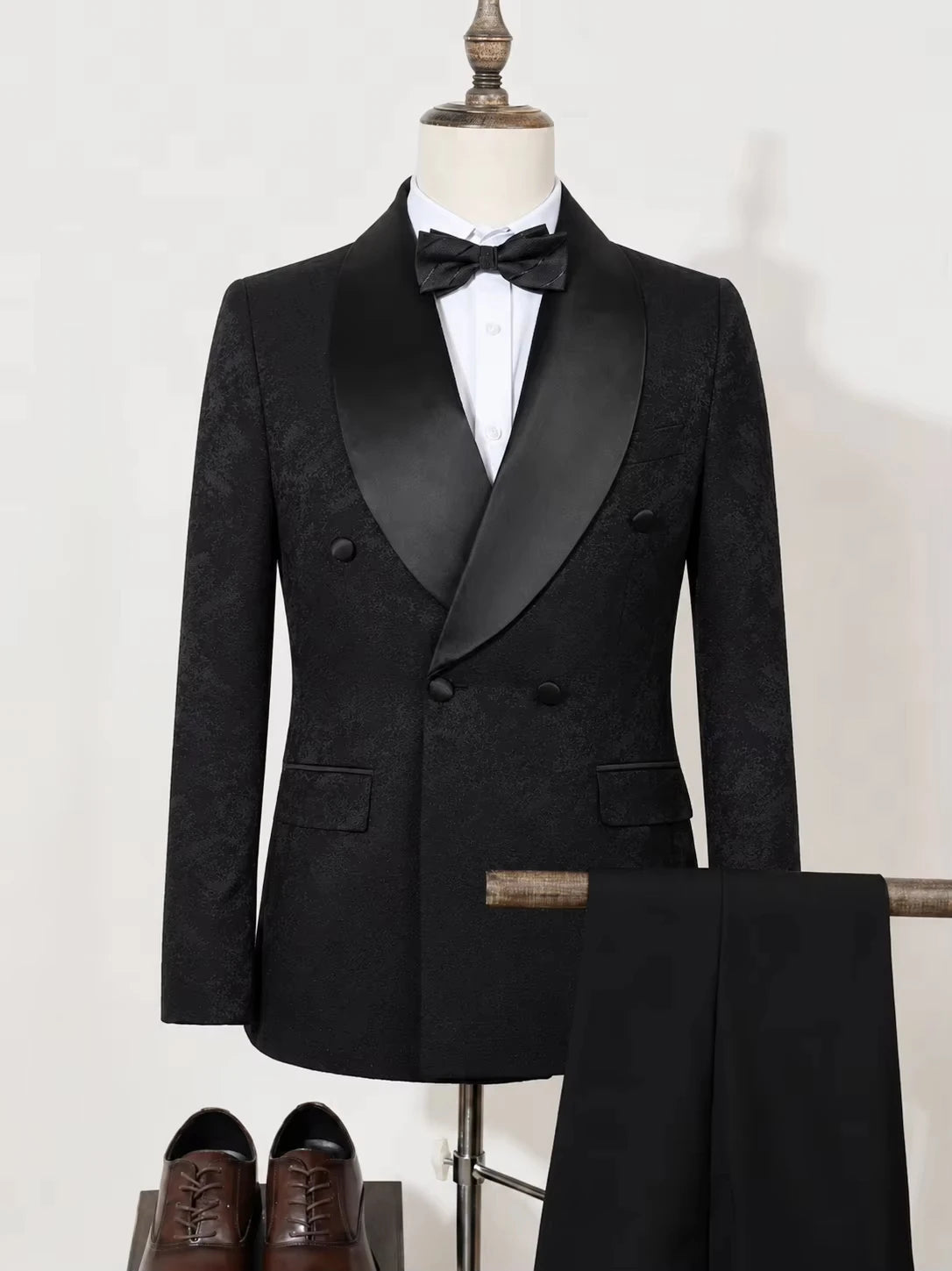 luxury 2-piece suit set men's party outfit high-end double breasted business casual suit groom's wedding dress shawl collar