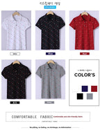 Women's Summer Cotton Shirt - Slim Fit Foldable Flip Collar Short Sleeve Printed Casual Top Trendy Button Design Fashion