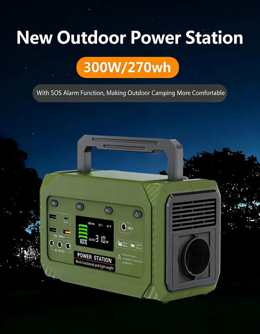 300W Portable Power Station with High quality lithium ion battery, 270Wh Solar Generator for Home & Outdoor Emergencies