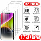 3 Pieces Tempered Glass for iPhone 17 16 15 14 13 12 11 Pro Max Screen Protector for iPhone 17E 16E 12 13 Mini Film with Black Edge