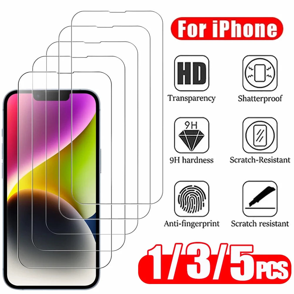 3 Pieces Tempered Glass for iPhone 17 16 15 14 13 12 11 Pro Max Screen Protector for iPhone 17E 16E 12 13 Mini Film with Black Edge