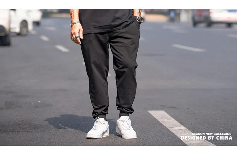 Mens Joggers Pants Summer Streetwear Oversized Black Loose Fit Casual Trousers Plus Size Elastic Waist Baggy Sweatpants Male