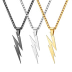 Punk Lightning Pendant Necklace for Men Boys,Waterproof Stainless Steel Pendant Necklace,Hip Hop Trendy Jewelry Gifts