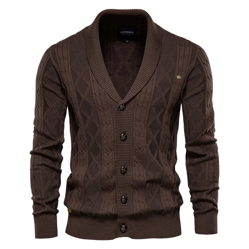 Men Cardigan Casual V-Neck Long Sleeve Sweater Men Coat