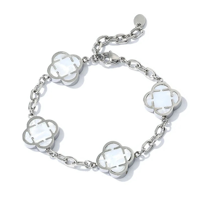 Stylish Petal Chan Bracelets for Men Boys,Waterproof Natural Shell Chain Links Wristband,Birthday Gift