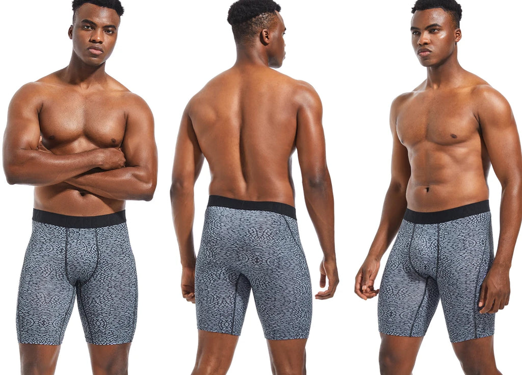 4pcs Long Men's Underpants Sports Leggings Boxer Shorts Mens Polyester Underwear Man Quick-Drying Boxer for Men Bottom Shorts