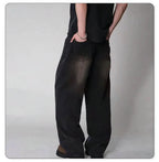 Four Season Men's Jeans Korean Version Student Casual Pants High Street Straight Loose Wide Leg Jeans Black Grey Blue Baggy Jean