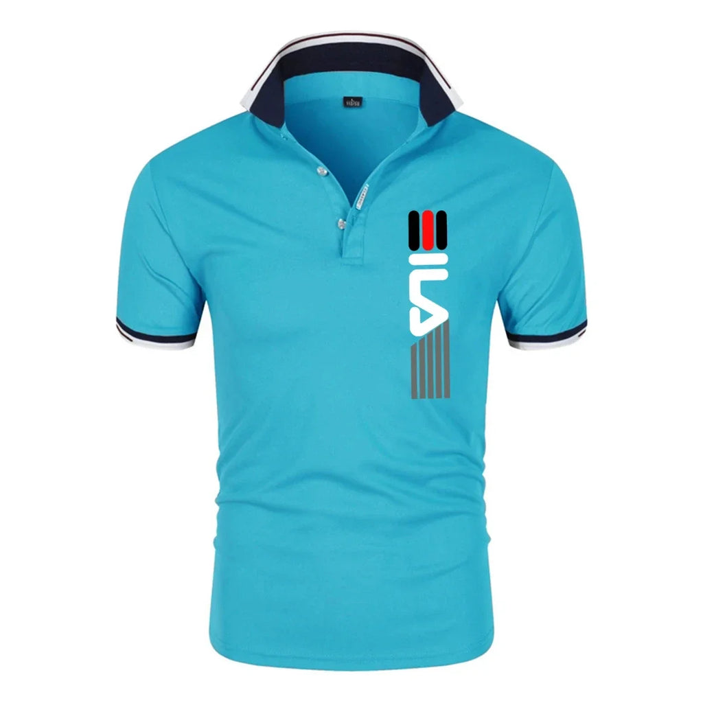 Summer New Men's Lapel  Polo Shirt printing  Short Sleeve Casual Business Fashion Slim Fit Polo Shirt for Men