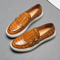 New Black Sneakers Men Vulcanize Shoes Yellow Crocodile Pattern Slip-On Size 38-46 Zapatos De Hombre Men Shoes