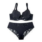 Women Plus Size Minimizer Sheer Mesh Bra And Panty Set Underwire Full Coverage Big Cup D E F G H I Curvy Lingerie 2 Pieces D