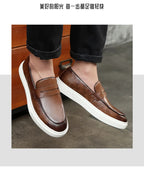 New 2025 Summer Men Casual Slip On Dress Shoes Black Brown British Style Platform Men Driving Loafers Shoes