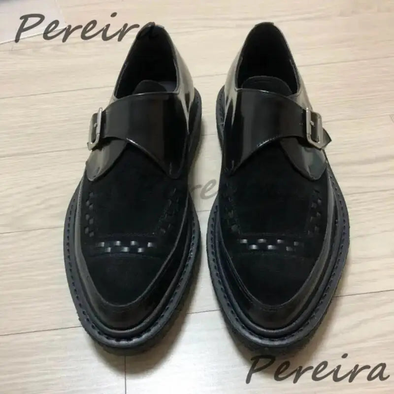 Men's Leopard Print Cowhide Derby Shoes Pointed Toe Genuine Leather Thick Soled Oxfords Spring Summer New Business Dress Shoes