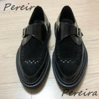 Men's Leopard Print Cowhide Derby Shoes Pointed Toe Genuine Leather Thick Soled Oxfords Spring Summer New Business Dress Shoes