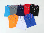 Men Fashion Breathable Minimal Print Polo Shirts Color Striped Collar Short Sleeve Tops Trendy Versatile Daily Office Casual Tee