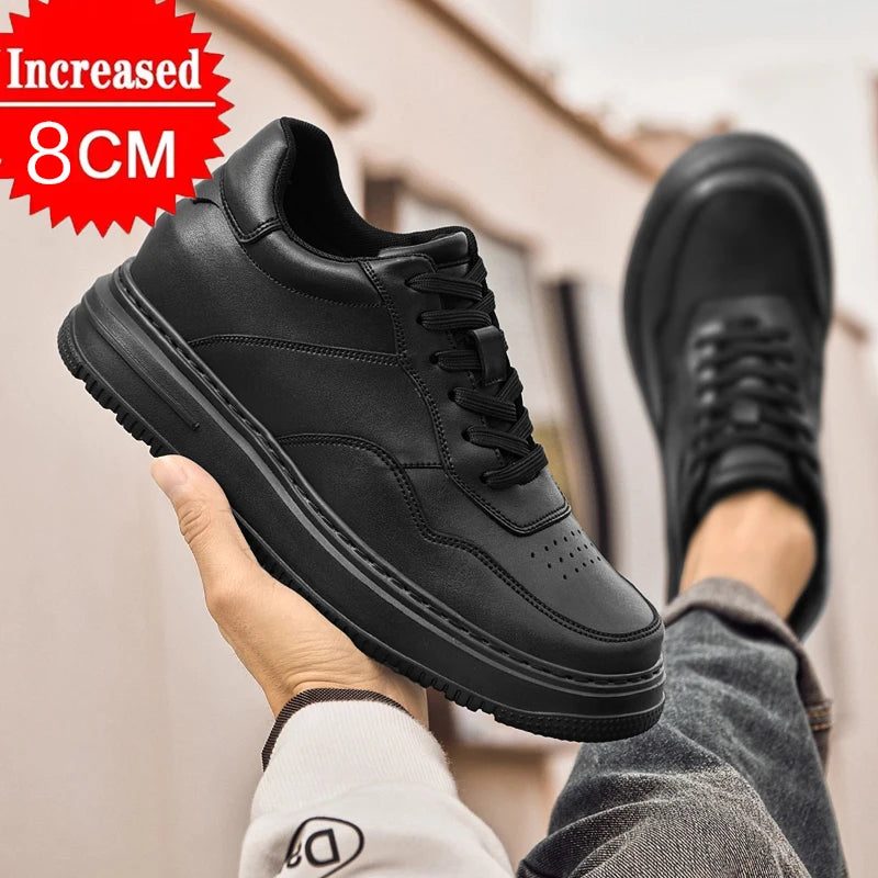 Men Genuine Leather Height Increasing Elevator Shoes Men non-slip BreathableElevator shoes Man Sneakers Comfortable Casual Shoes