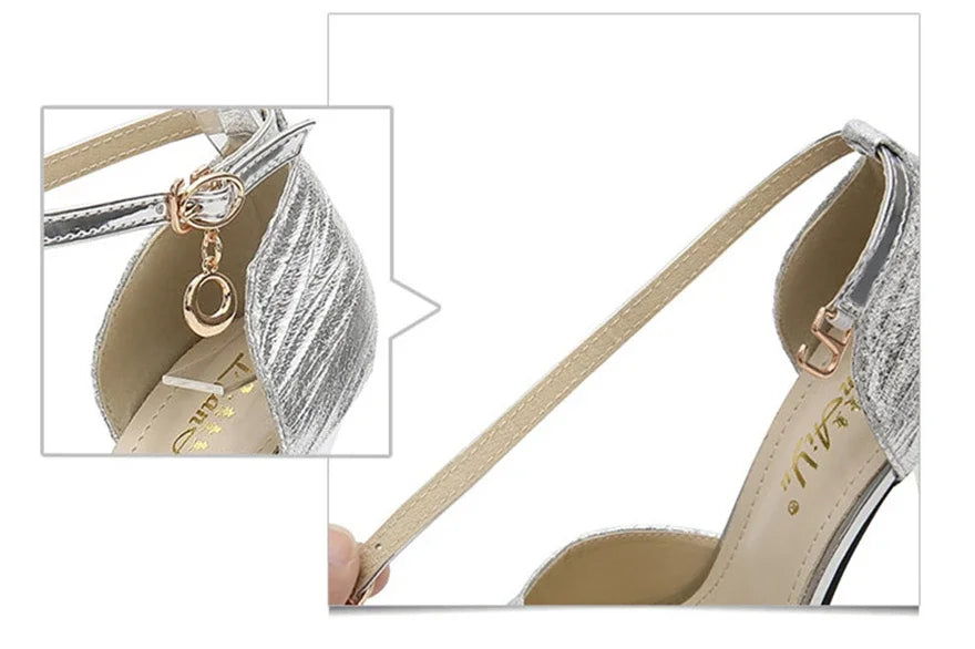 Sexy Super High Heels 14cm Fashion Wrinkled Leather Shoes Women Sandals Summer Peep Toe Platform Metal Buckle Female Pumps Party