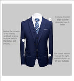 Men's 2 Piece Suit Set Solid Color Elegant Wedding Formal Business Dress Blazer Vest Pants Classic Tuxedo for Party Groomsmen