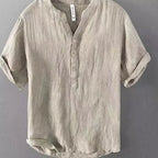 Chinese Style Spring and Summer Loose High-end Men's Linen Short-sleeved Cotton Linen Casual Breathable Shirt Collar T-shirt