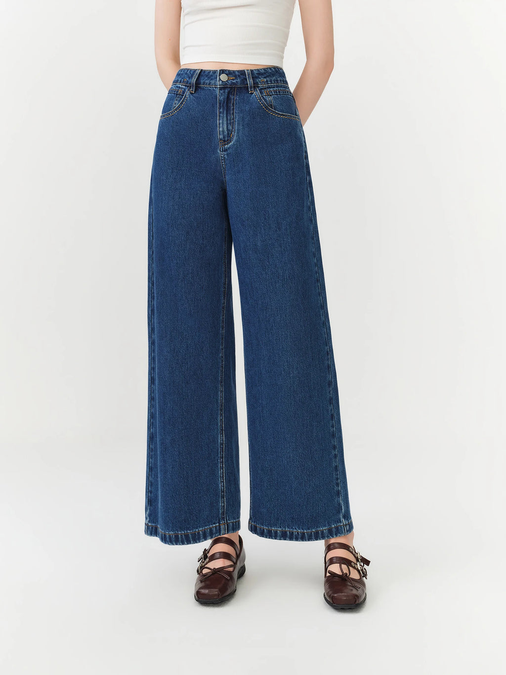 FSLE Women's 2026 Summer New Arrival Raw Indigo Straight Jeans | Lightweight Cool Feeling Slim Fit Versatile Denim Pants Jeans