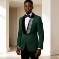 Formal Suits for Men with Leaves Details Slim Fit 2 Pieces Wedding Tuxedo Mix Match Black Velvet Shawl Lapel Separates Groom