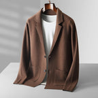 100% Pure Wool Cardigan Men's Spring And Autumn High-End Outerwear Sweater Casual Small Suit Jacket Olive Collar Sweater