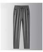 Men's Ice Silk Casual Pants Summer Quick Dry Lightweight Joggers with Zipper Pockets Elastic Waist Sports Trousers for Running F