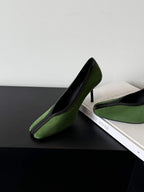 Krazing Pot Superstar Kid Suede Shallow Square Toe High Heels Spring Autumn Shoes Office Lady Party Wedding Dress Women Pumps