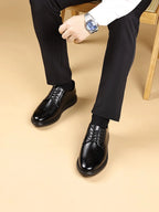 Men's Business Casual Leather Shoes Breathable Hollow Design Spring Summer Formal Shoes Comfortable Spring Summer Leather Footwe