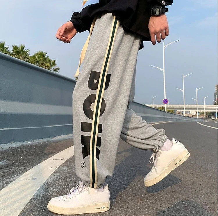 Trousers Hip-hop Wide Leg Sweatpants For Men Summer Stylish Training Cotton Loose Elastic Y2k Casual Baggy Male Sweat Pants L