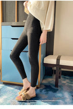Autumn Winter 100% Merino Wool Leggings for Women Thickening Leggings Small Feet Pencil Pants Outdoor Casual Stretchy Pants