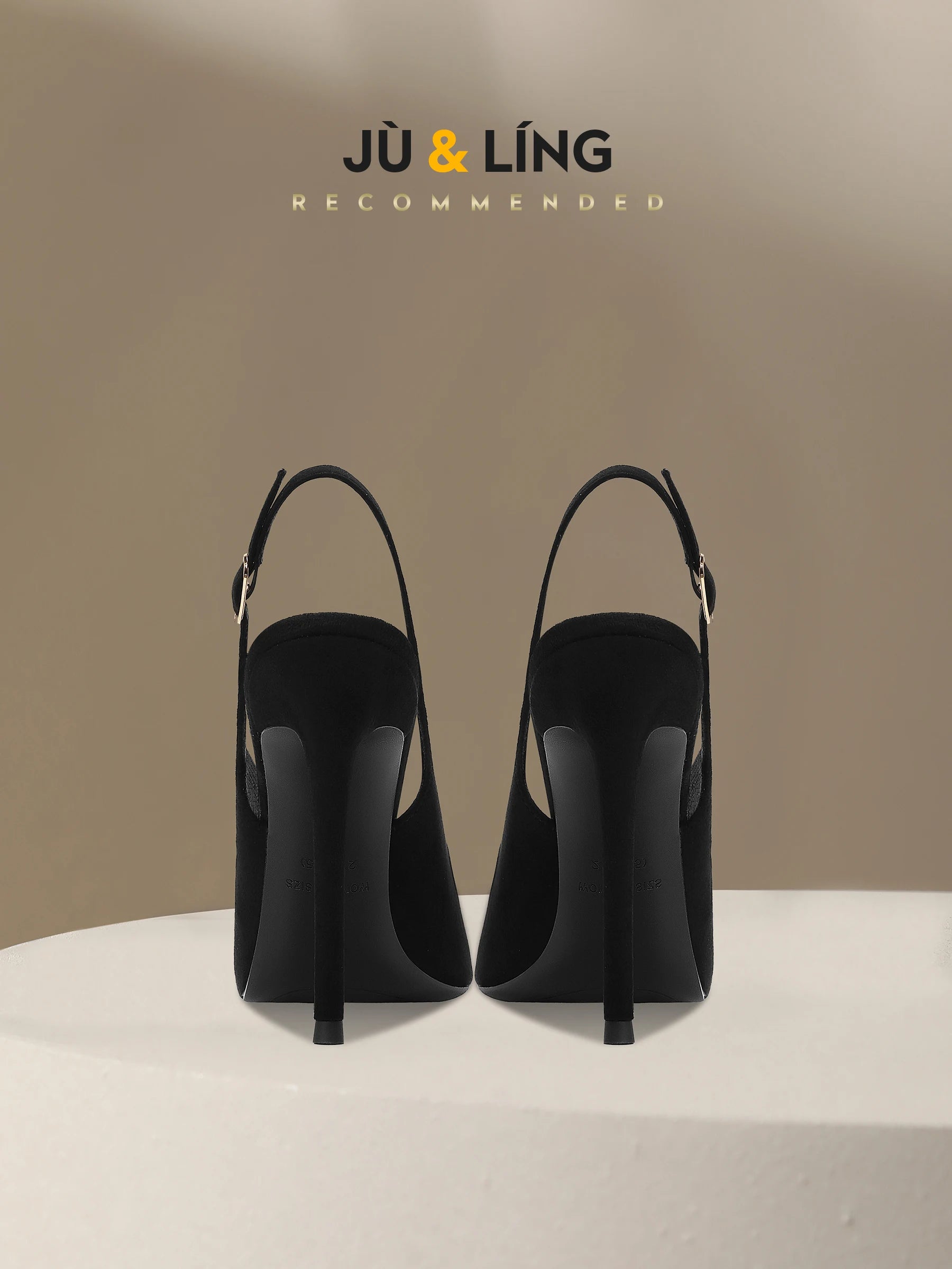 New Baotou fine heeled sandals for women, black with a buckle strap and a back strap, fashionable suede high heels