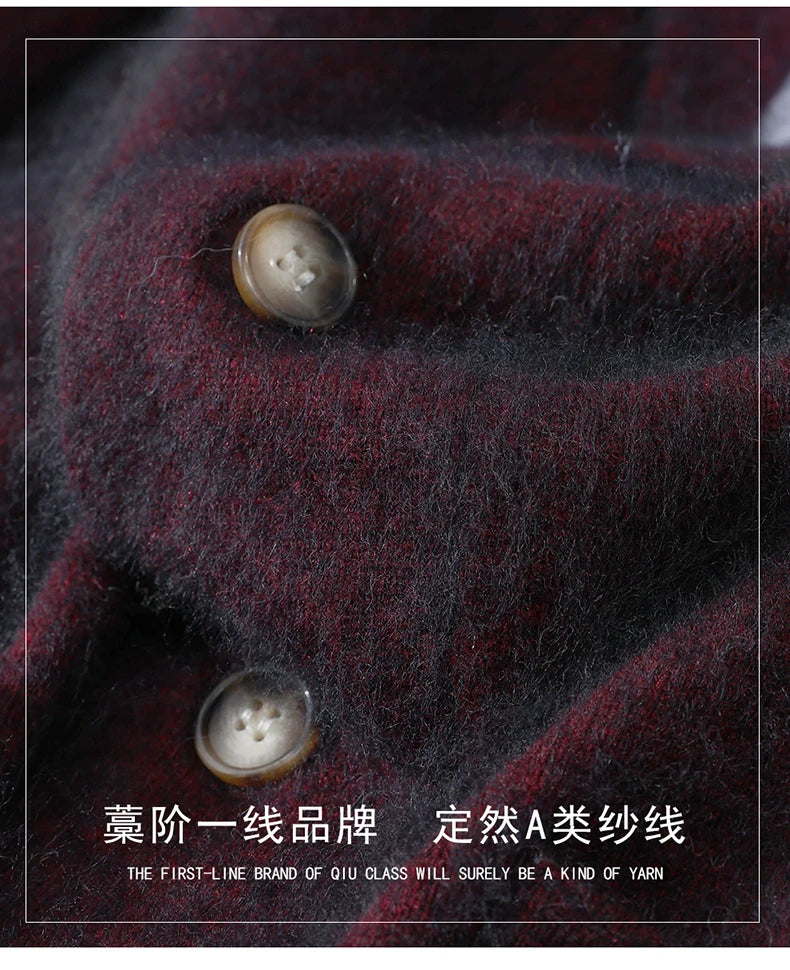 New Mink Wool Cardigan Men's Padded Sweater Coat Business Casual Knitted Cashmere Sweater Coat