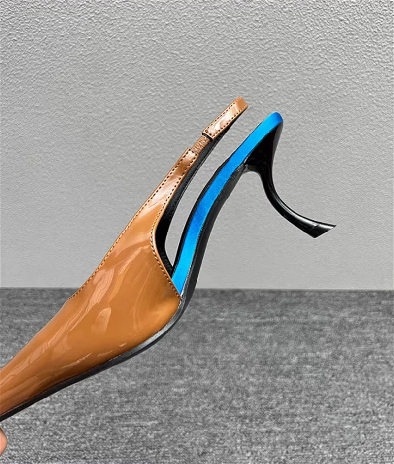 Women's Designer Heels Patent Leather Pointed Toe Sculptural Thin High Heels Sandals Pumps Runway Chic Luxury Party Dress Shoes